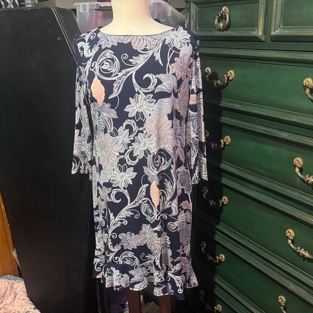 Sandra Darren Navy Floral Dress